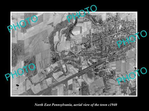 OLD LARGE HISTORIC PHOTO OF NORTH EAST PENNSYLVANIA, AERIAL VIEW OF TOWN c1940 1