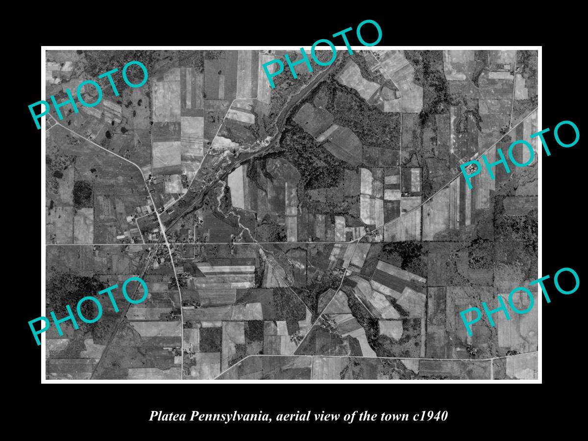 OLD LARGE HISTORIC PHOTO OF PLATEA PENNSYLVANIA, AERIAL VIEW OF TOWN c1940