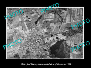 OLD LARGE HISTORIC PHOTO OF WATERFORD PENNSYLVANIA, AERIAL VIEW OF TOWN c1940 2