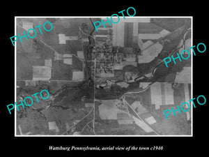 OLD LARGE HISTORIC PHOTO OF WATTSBURG PENNSYLVANIA, AERIAL VIEW OF TOWN c1940 1