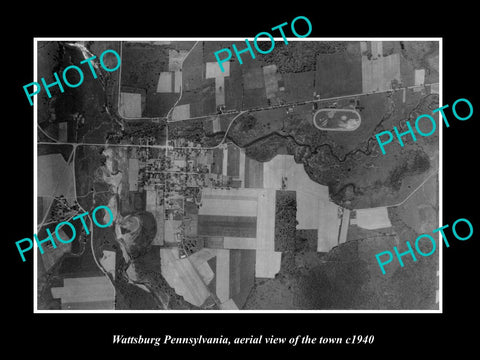 OLD LARGE HISTORIC PHOTO OF WATTSBURG PENNSYLVANIA, AERIAL VIEW OF TOWN c1940 2