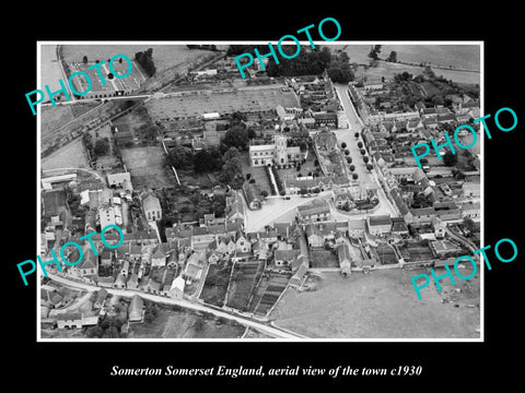 OLD LARGE HISTORIC PHOTO OF SOMERTON SOMERSET ENGLAND, TOWN AERIAL VIEW c1930 3