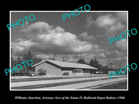 OLD LARGE HISTORIC PHOTO OF WILLIAMS JUNCTION ARIZONA, THE RAILROAD DEPOT c1960