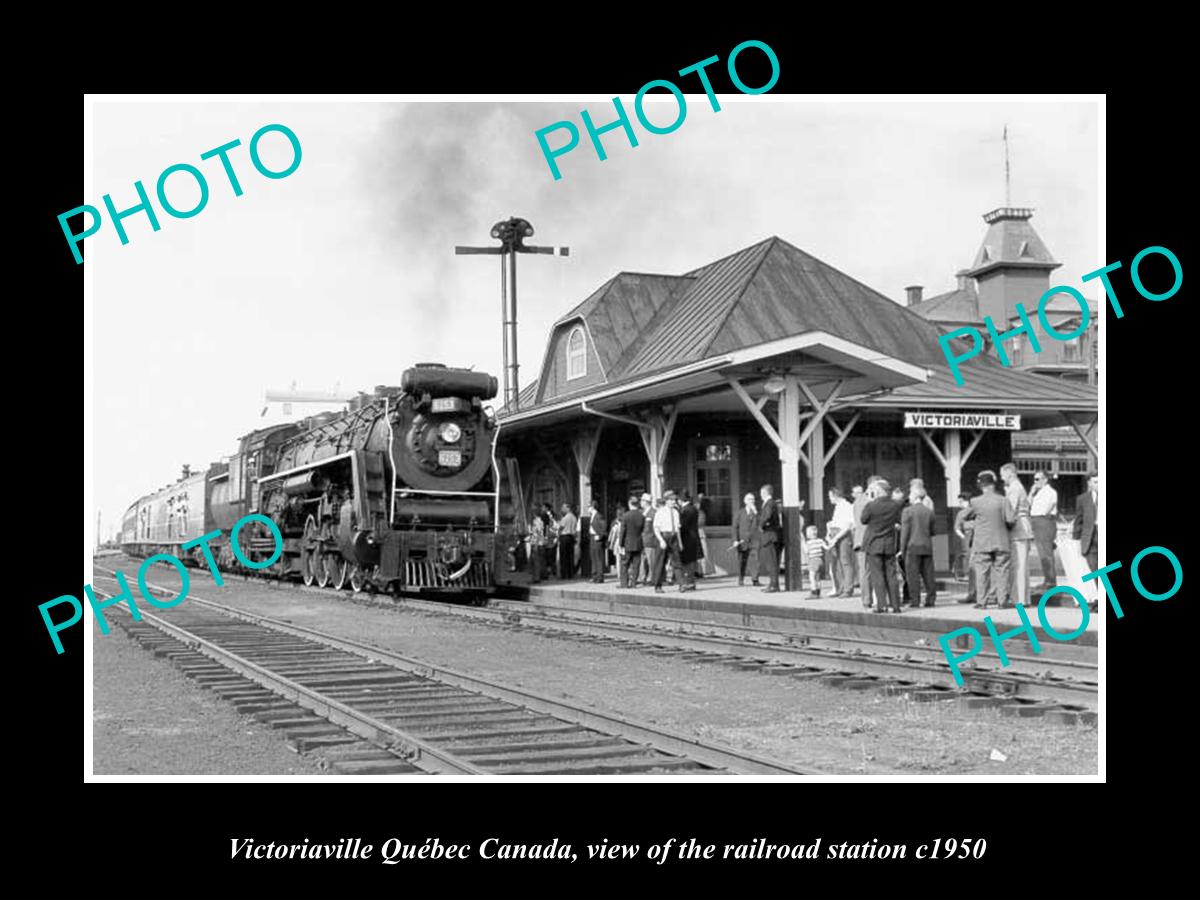 OLD LARGE HISTORIC PHOTO OF VICTORIAVILLE QUEBEC CANADA RAILROAD STATION c1950