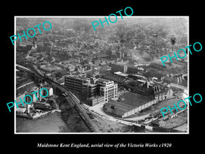 OLD LARGE HISTORIC PHOTO OF MAIDSTONE KENT ENGLAND, VIEW OF VICTORIA WORKS c1920