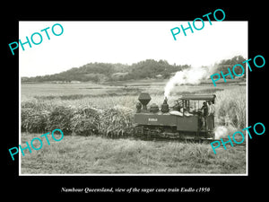 OLD LARGE HISTORIC PHOTO OF NAMBOUR QUEENSLAND, SUGAR CANE TRAIN, EUDLO c1950