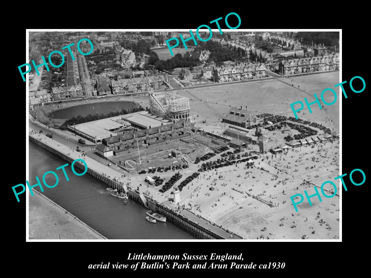 OLD LARGE HISTORIC PHOTO OF LITTLEHAMPTON ENGLAND, VIEW OF BUTLINS PAR ...