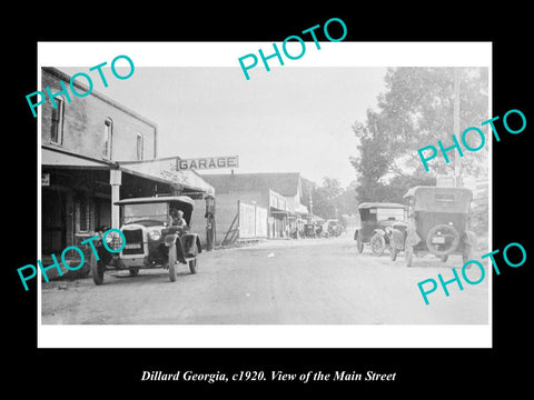 OLD LARGE HISTORIC PHOTO OF DILLARD GEORGIA, VIEW OF THE MAIN STREET c1920