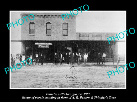 OLD LARGE HISTORIC PHOTO OF DONALSONVILLE GEORGIA, VIEW OF SHINGLERS STORE 1902