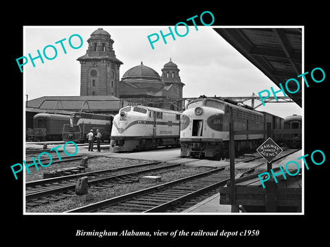 OLD LARGE HISTORIC PHOTO OF BIRMINGHAM ALABAMA, VIEW OF THE RAILROAD DEPOT c1950