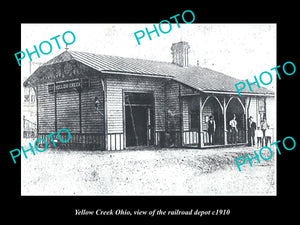 OLD LARGE HISTORIC PHOTO OF YELLOW CREEK OHIO, VIEW OF THE RAILROAD DEPOT c1910