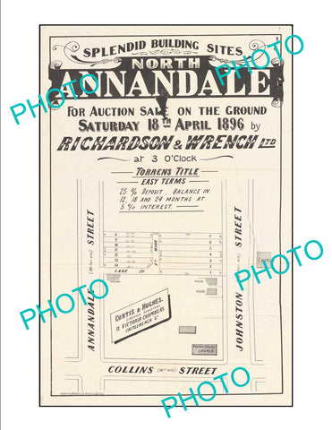 LARGE A3 HISTORIC POSTER OF SYDNEY NSW LAND SALE POSTER, NORTH ANNANDALE c1896