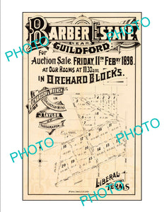 LARGE A3 HISTORIC POSTER OF SYDNEY NSW LAND SALE POSTER, GUILDFORD c1898