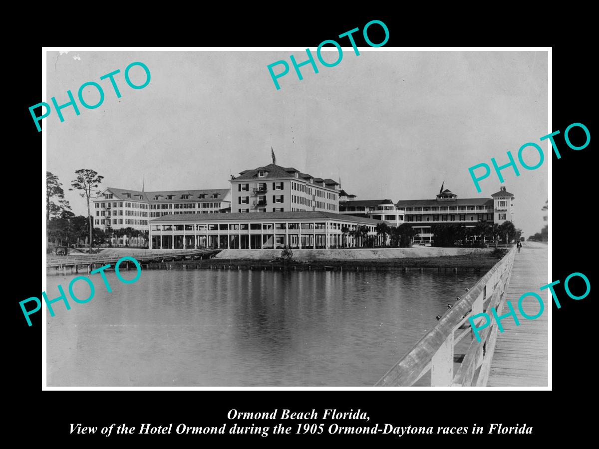 OLD LARGE HISTORIC PHOTO OF ORMOND BEACH FLORIDA, VIEW OF HOTEL ORMOND c1905