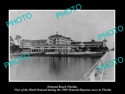 OLD LARGE HISTORIC PHOTO OF ORMOND BEACH FLORIDA, VIEW OF HOTEL ORMOND c1905