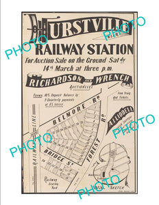 LARGE A3 HISTORIC POSTER OF SYDNEY NSW LAND SALE POSTER, HURSTVILLE c1900