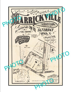 LARGE A3 HISTORIC POSTER OF SYDNEY NSW LAND SALE POSTER, MARRICKVILLE c1900