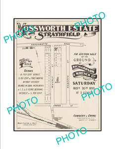 LARGE A3 HISTORIC POSTER OF SYDNEY NSW LAND SALE POSTER, STRATHFIELD c1900