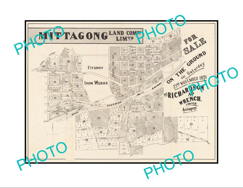 LARGE A3 HISTORIC POSTER OF NSW LAND SALE POSTER, MITTAGONG c1891