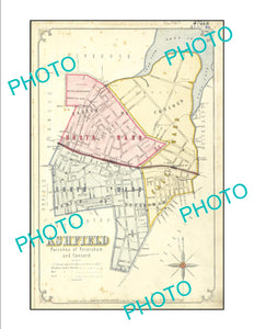 LARGE A3 HISTORIC PRINT OF SYDNEY NSW COUNCIL BOUNDRIES MAP, ASHFIELD c1900,