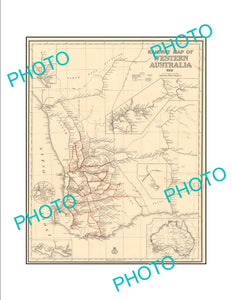 LARGE A3 HISTORIC PRINT OF WESTERN AUSTRALIAN RAILWAYS SYSTEM MAP c1950