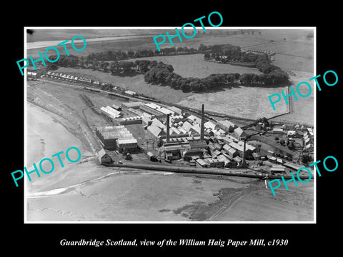 OLD LARGE HISTORIC PHOTO OF GUARDBRIDGE SCOTLAND, THE HAIG PAPER MILL c1930