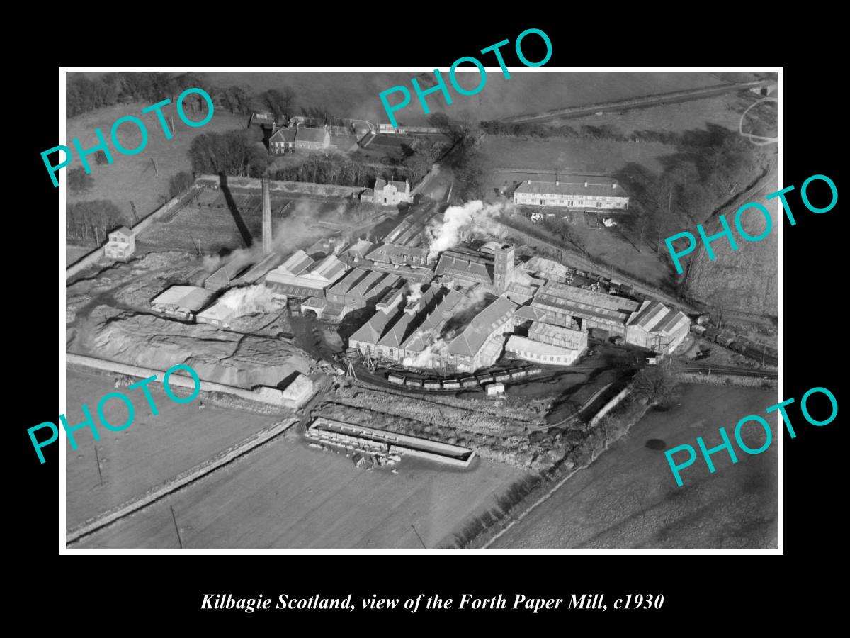 OLD LARGE HISTORIC PHOTO OF KIBAGIE SCOTLAND, VIEW OF THE PAPER MILL c1930