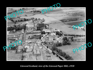 OLD LARGE HISTORIC PHOTO OF LINWOOD SCOTLAND, THE LINWOOD PAPER MILL c1930