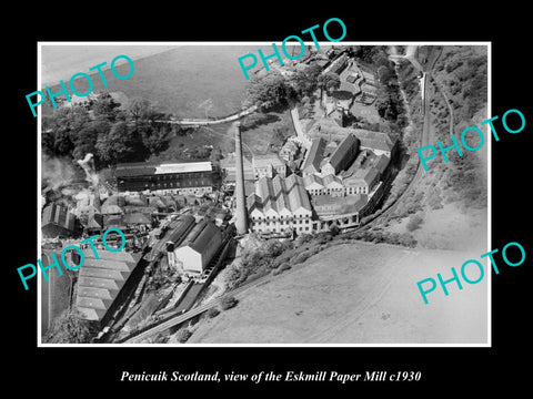 OLD LARGE HISTORIC PHOTO OF PENICUIK SCOTLAND, THE ESKMILL PAPER MILL c1930