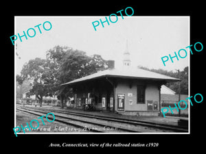OLD LARGE HISTORIC PHOTO OF AVON CONNECTICUT, VIEW OF THE RAILROAD STATION c1920