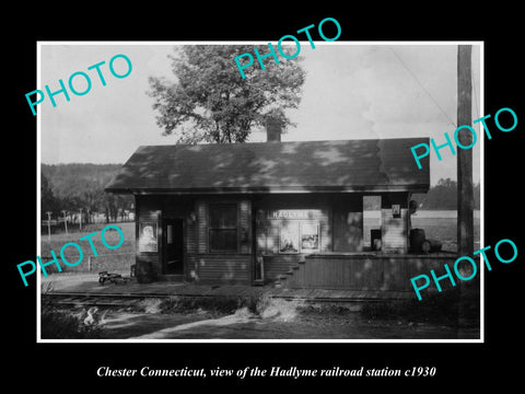 OLD LARGE HISTORIC PHOTO OF CHESTER CONNECTICUT, HADLYME RAILROAD STATION c1930