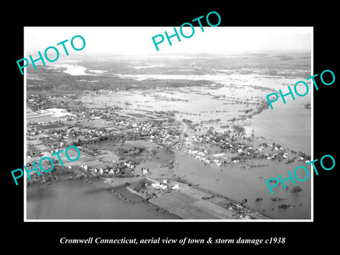 OLD LARGE HISTORIC PHOTO OF CROMWELL CONNECTICUT, AERIAL VIEW OF TOWN c1938