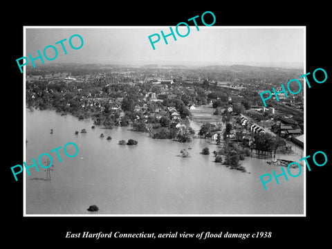 OLD LARGE HISTORIC PHOTO OF EAST HARTFORD CONNECTICUT, TOWN AERIAL VIEW c1938 1