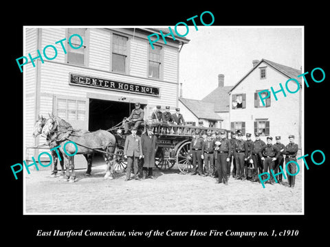 OLD LARGE HISTORIC PHOTO OF EAST HARTFORD CONNECTICUT, THE FIRE STATION c1910
