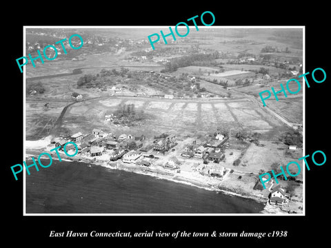 OLD LARGE HISTORIC PHOTO OF EAST HAVEN CONNECTICUT, TOWN AERIAL VIEW c1938 2