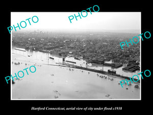 OLD LARGE HISTORIC PHOTO OF HARTFORD CONNECTICUT, THE CITY UNDER FLOOD c1938 2