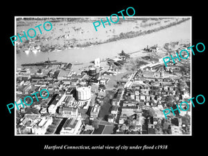 OLD LARGE HISTORIC PHOTO OF HARTFORD CONNECTICUT, THE CITY UNDER FLOOD c1938 3