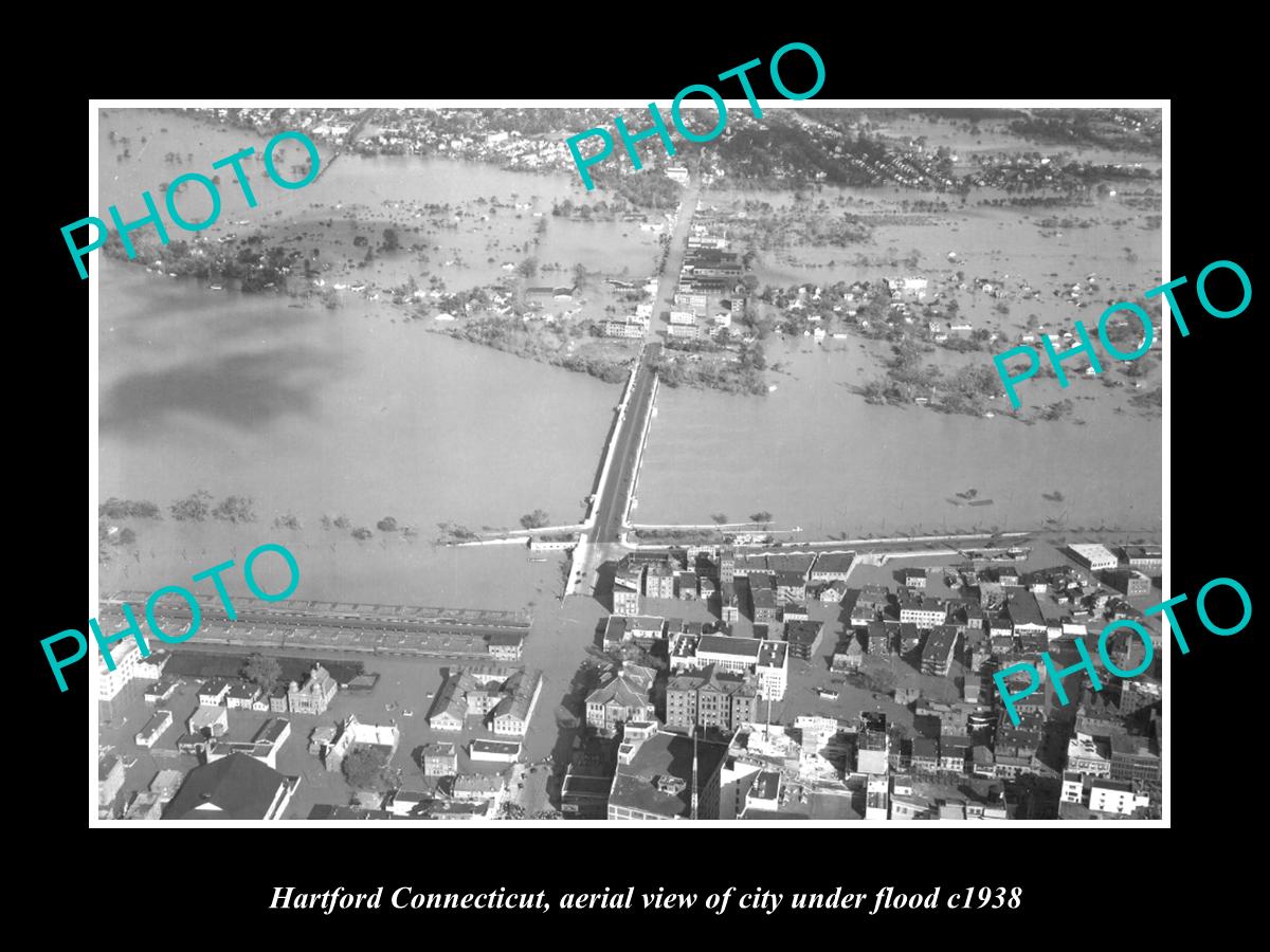 OLD LARGE HISTORIC PHOTO OF HARTFORD CONNECTICUT, THE CITY UNDER FLOOD c1938 4