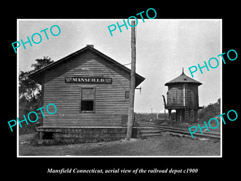 OLD LARGE HISTORIC PHOTO OF MANSFIELD CONNECTICUT, THE RAILROAD STATION c1900