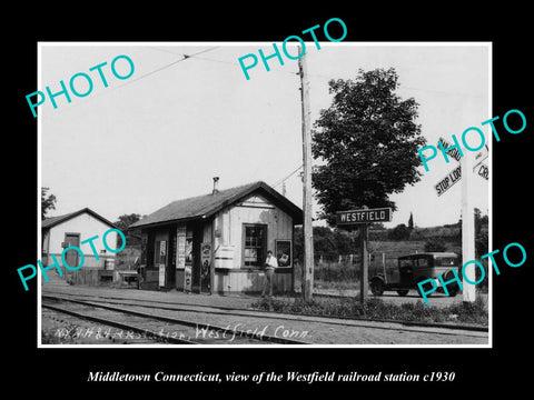 OLD LARGE HISTORIC PHOTO OF MIDDLETOWN CONNECTICUT WESTFIELD RAILROAD DEPOT 1930