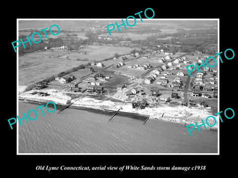 OLD LARGE HISTORIC PHOTO OF OLD LYME CONNECTICUT AERIAL VIEW OF WHITE SANDS 1938