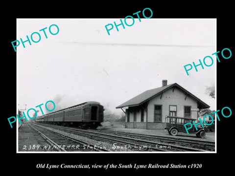 OLD LARGE HISTORIC PHOTO OF OLD LYME CONNECTICUT, THE S/L RAILROAD STATION c1920