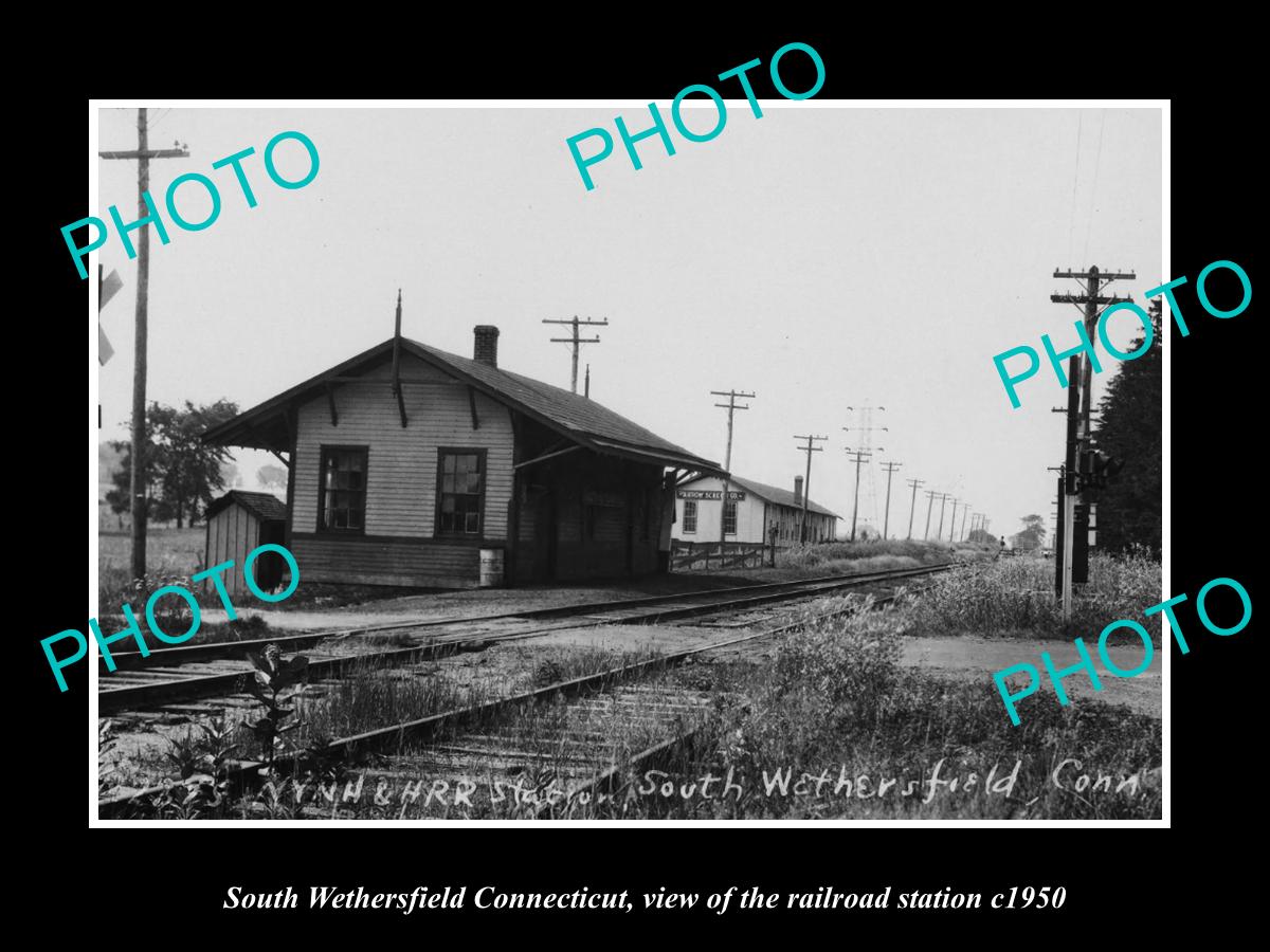 OLD LARGE HISTORIC PHOTO OF SOUTH WETHERSFIELD CONNECTICUT RAILROAD STATION 1950