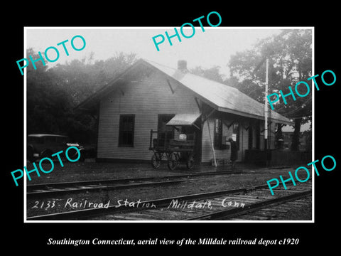 OLD LARGE HISTORIC PHOTO OF SOUTHINGTON CONNECTICUT MILLDALE RAILROAD DEPOT 1920