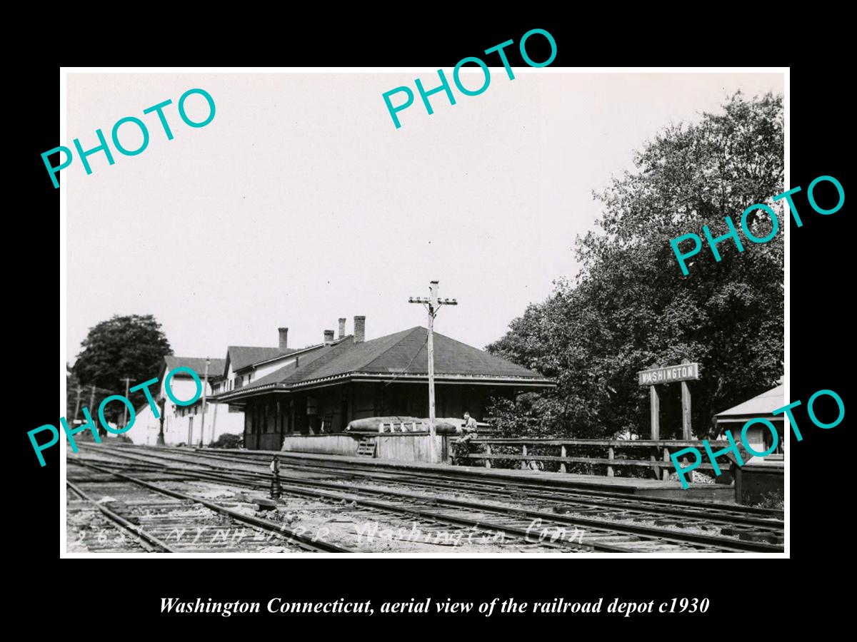 OLD LARGE HISTORIC PHOTO OF WASHINGTON CONNECTICUT, THE RAILROAD STATION c1930