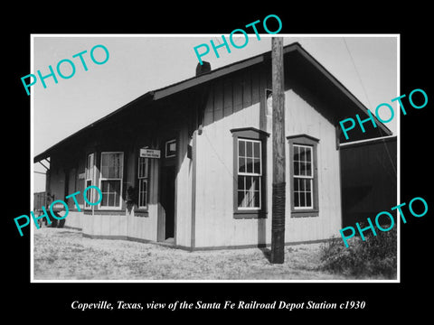 OLD LARGE HISTORIC PHOTO OF COPEVILLE TEXAS, THE RAILROAD DEPOT STATION c1930