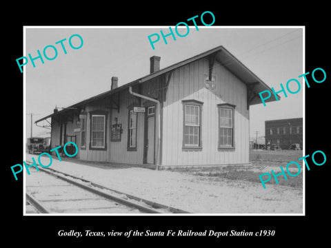 OLD LARGE HISTORIC PHOTO OF GODLEY TEXAS, THE RAILROAD DEPOT STATION c1930