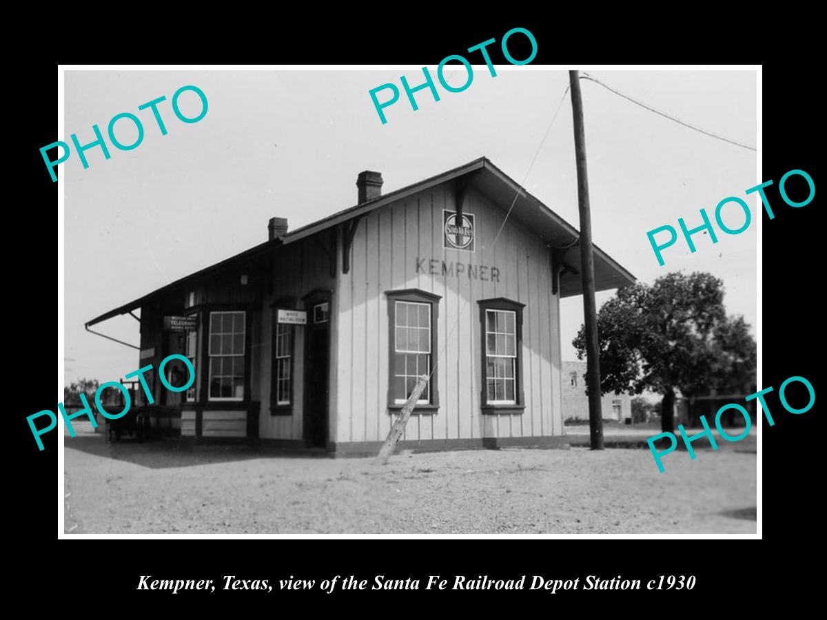 OLD LARGE HISTORIC PHOTO OF KEMPNER TEXAS, THE RAILROAD DEPOT STATION c1930