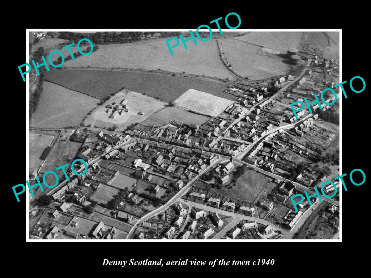 OLD LARGE HISTORIC PHOTO DENNY SCOTLAND, AERIAL VIEW OF THE TOWN c1940 2