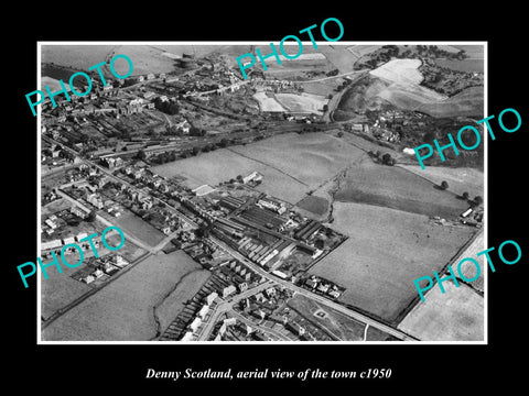 OLD LARGE HISTORIC PHOTO DENNY SCOTLAND, AERIAL VIEW OF THE TOWN c1950 2